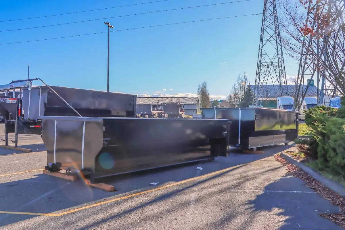 Roll-off dumpster ready for waste disposal at job site for 12 Yard Dumpster Rental in Pataskala